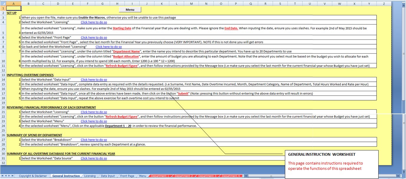 Overtime Analysis General Instruction